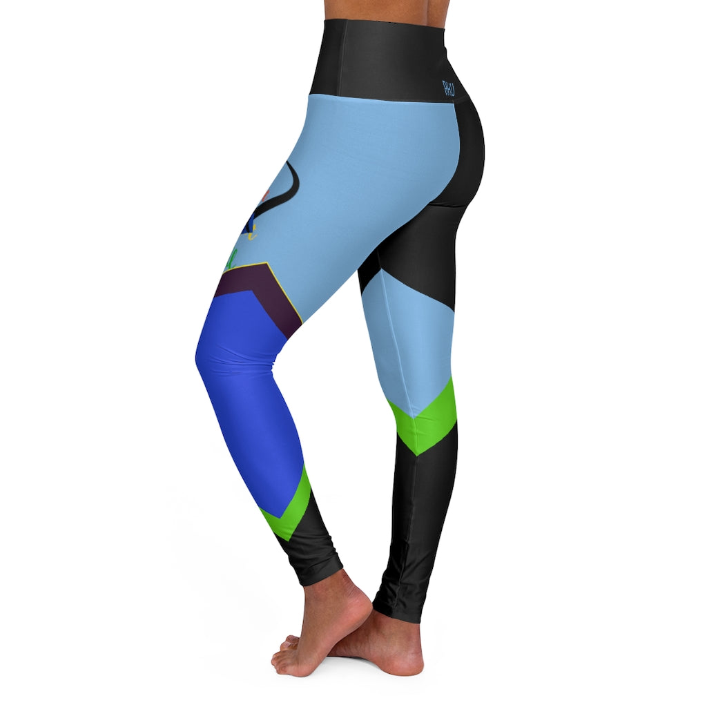 Human Rights LINFA High Waisted Yoga Leggings Blue Light Blue Black RHU