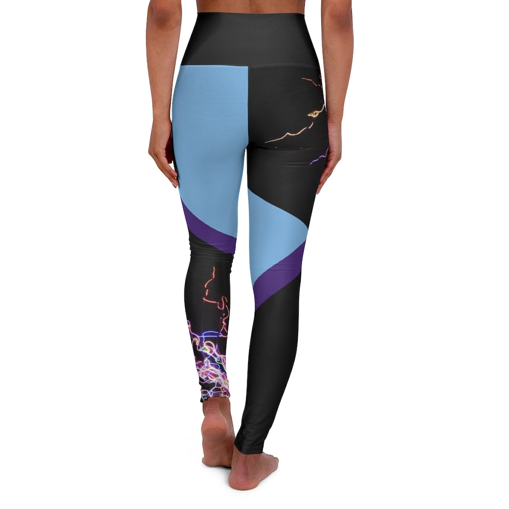 Electric Lights Est High Waisted Yoga Leggings Light Blue