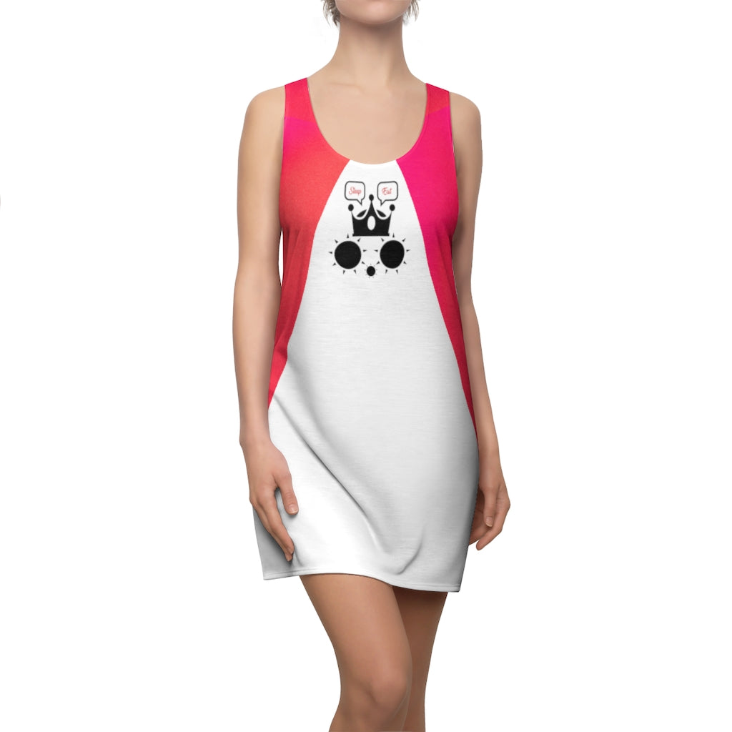 Cat Eat Sleep Women's Cut & Sew Racerback Dress White