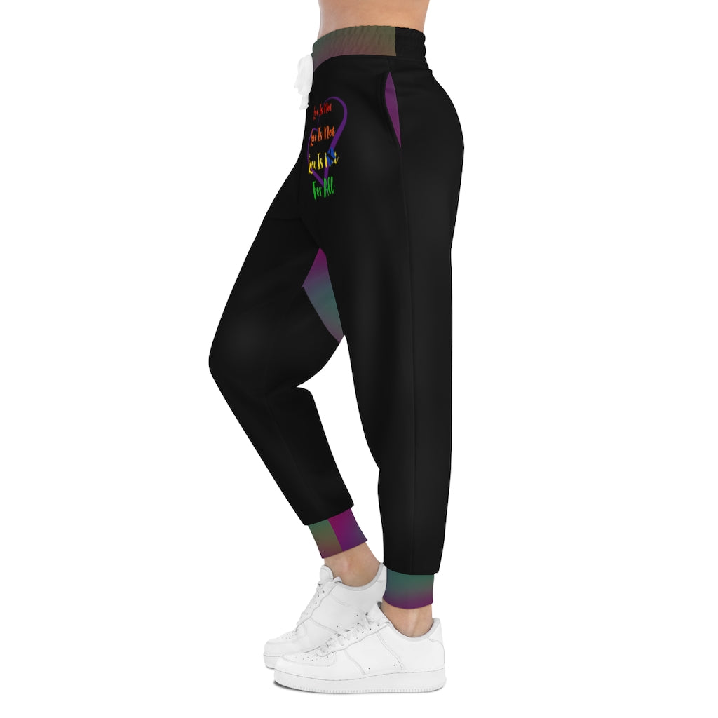 Human Rights LINFA Unisex Athletic Joggers (AOP) Green Purple Fade