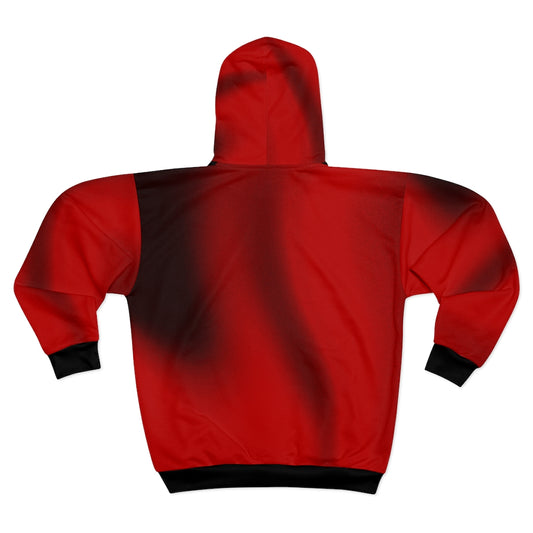 Unisex Zip Hoodie Red Black Fading