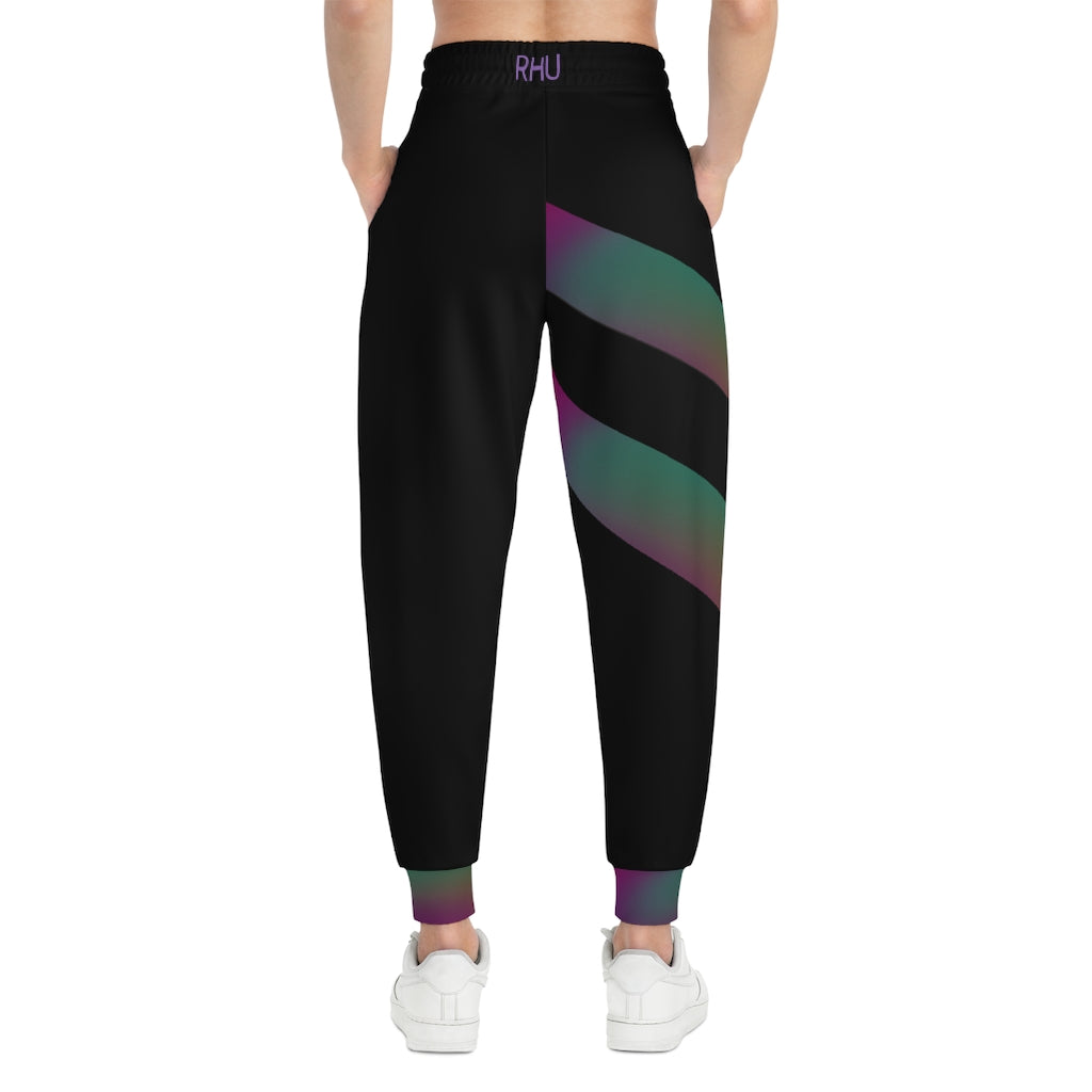 Human Rights LINFA Unisex Athletic Joggers (AOP) Green Purple Fade