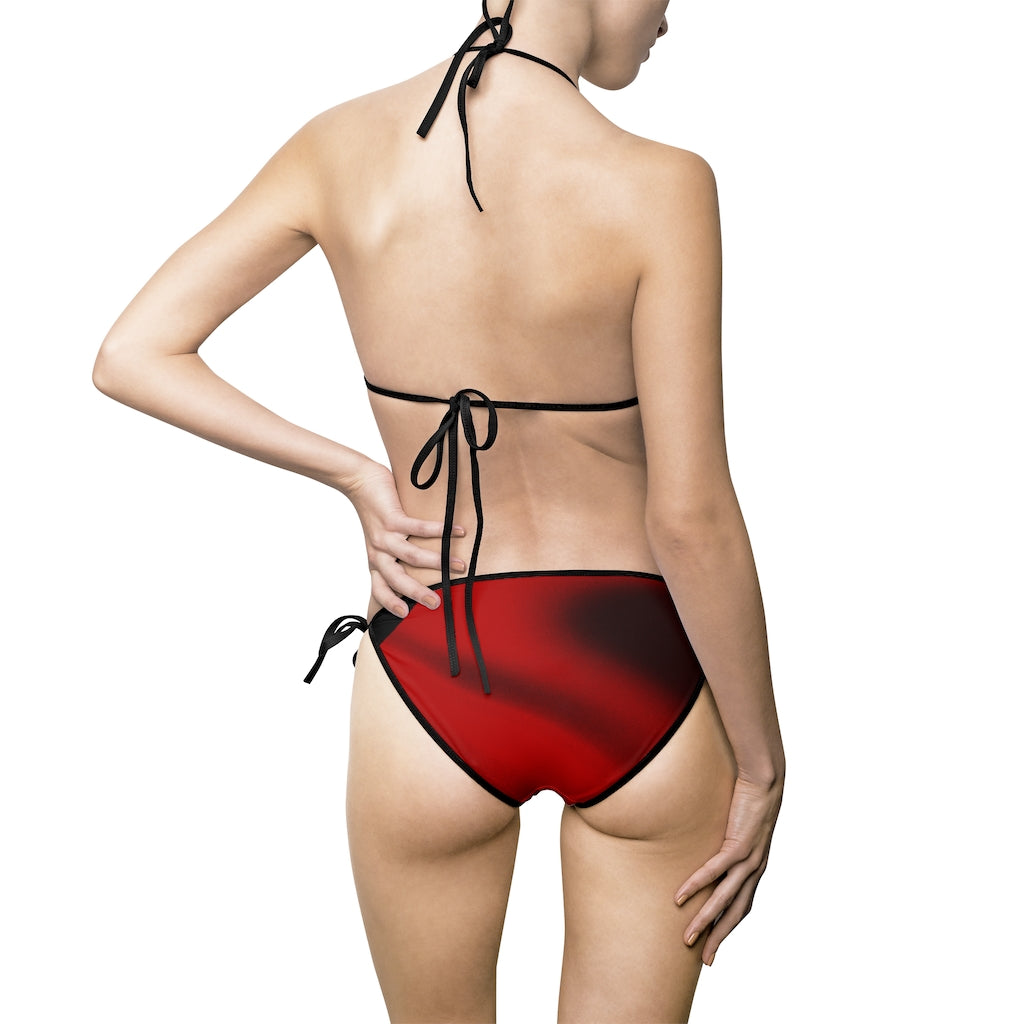 Human Rights LINFA Women's Bikini Swimsuit Red Black fading