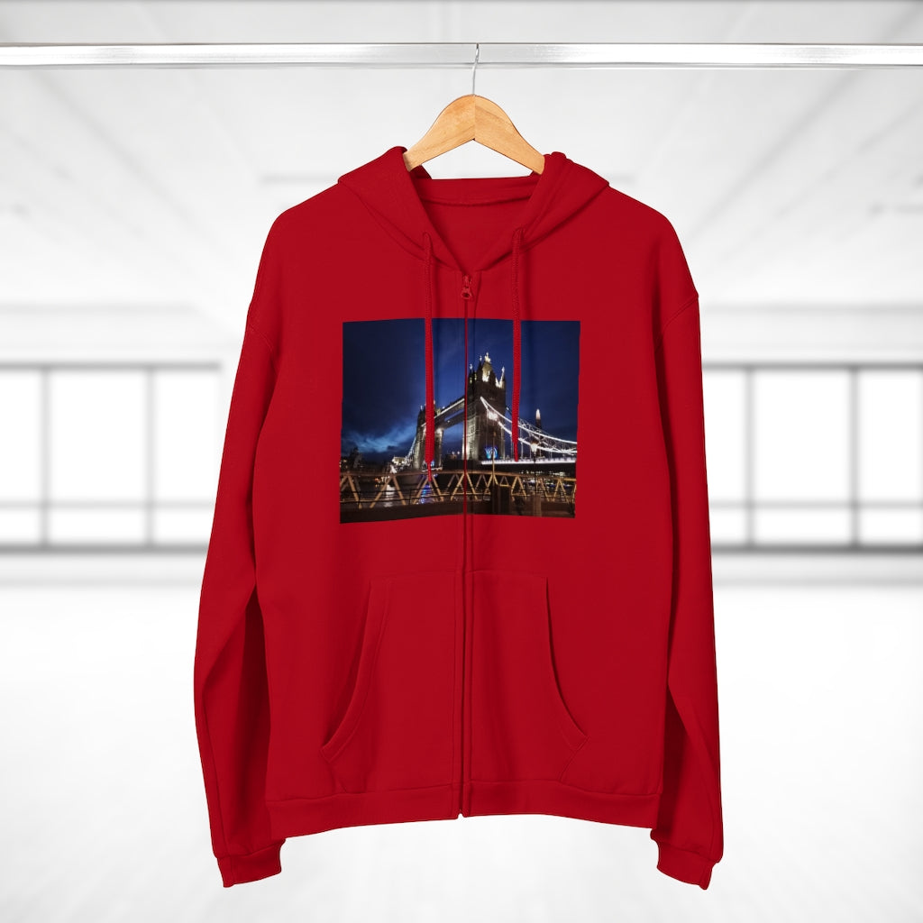 London Bridge by night Unisex Hooded Zip Sweatshirt