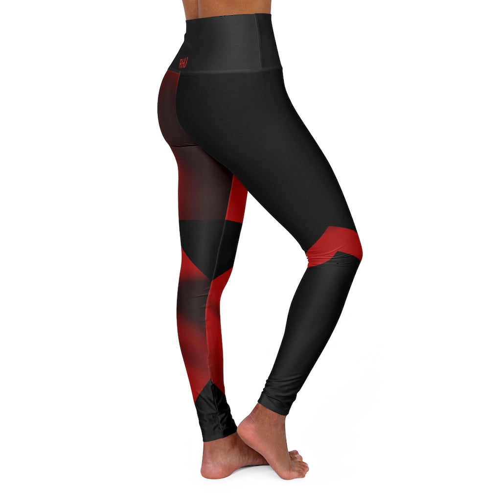 High Waisted Yoga Leggings Fading Red Black/Black RHU