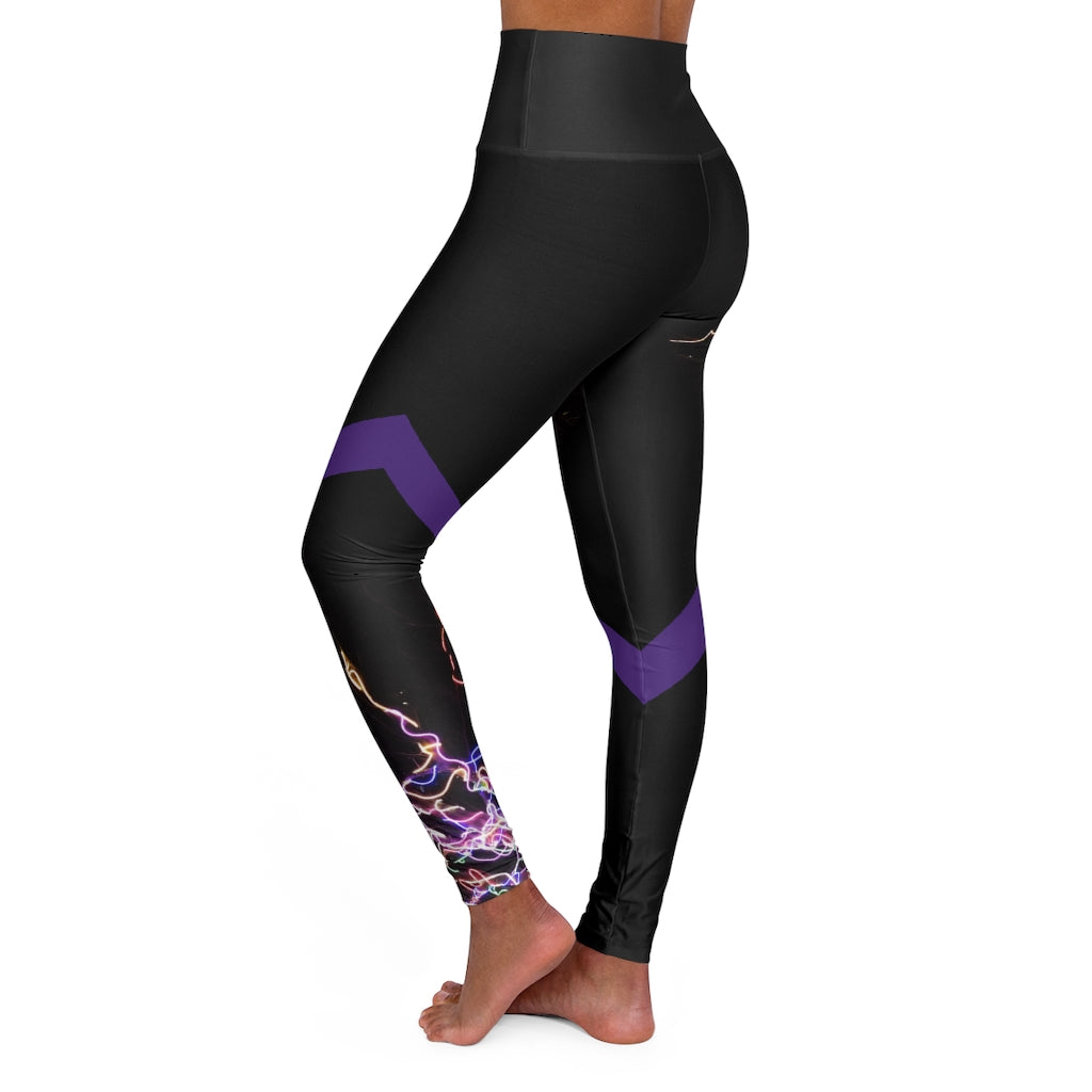 Electric Lights Est High Waisted Yoga Leggings Black