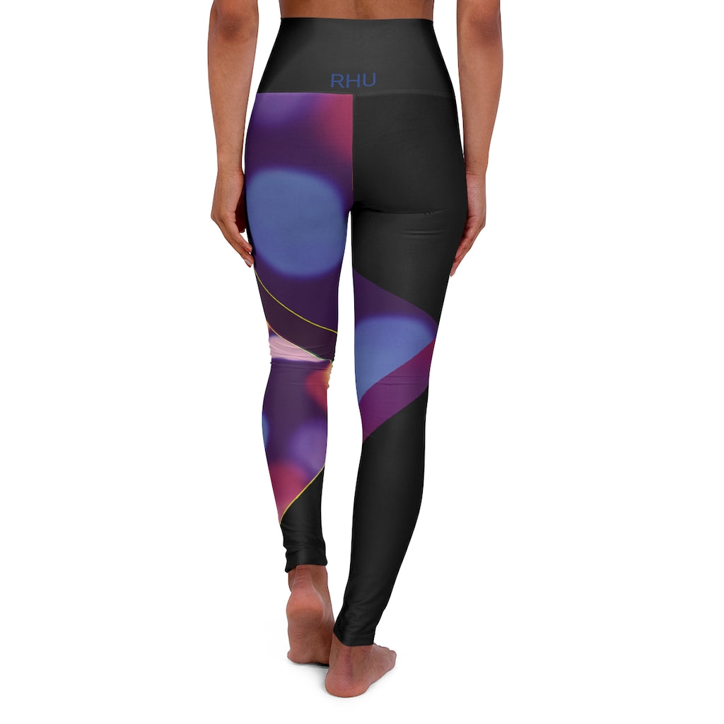 High Waisted Yoga Leggings Fading Bubbles Black RHU