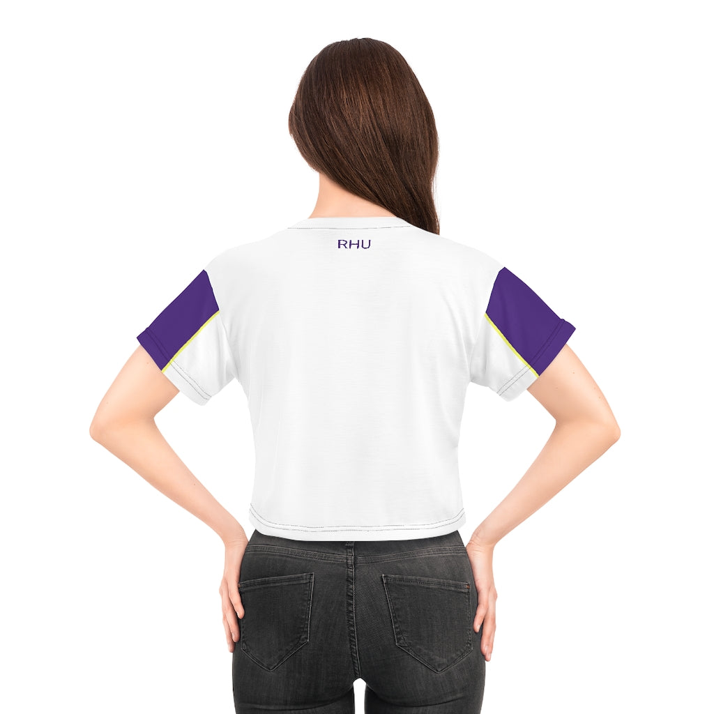 Human Rights LINFA AOP Crop Tee White Purple Sleeves