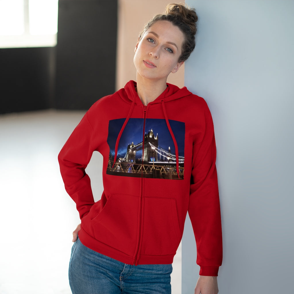 London Bridge by night Unisex Hooded Zip Sweatshirt