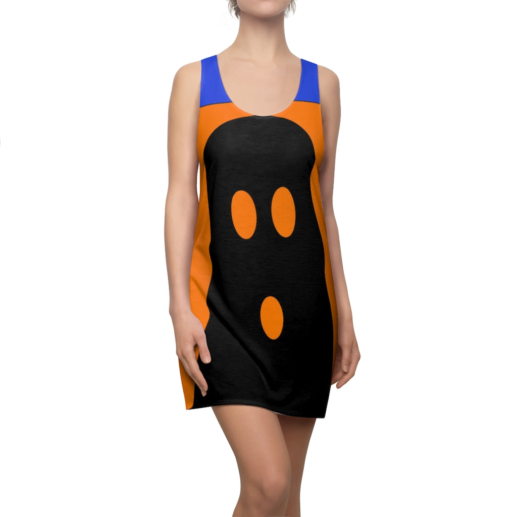 Women's Cut & Sew Racerback Dress Ghost Orange Black Blue