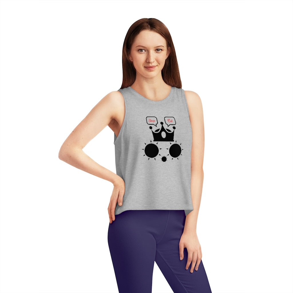 100%Organic Cotton Women's Dancer Cropped Tank Top Cat Sleep Eat