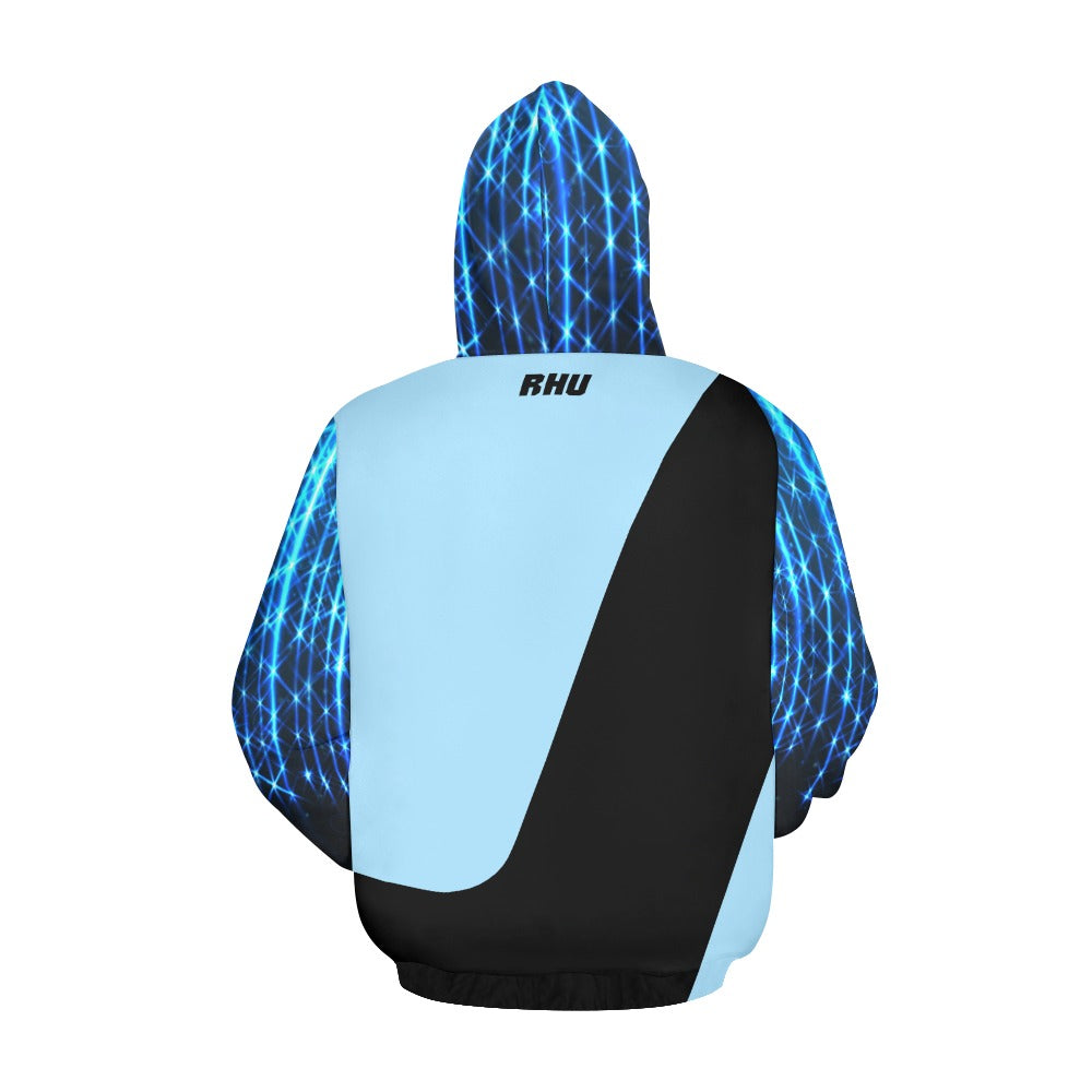 RHU Women's Hoodie Sparkling Lights Black/ Light Blue