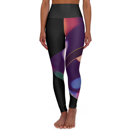 High Waisted Yoga Leggings Fading Bubbles Black RHU