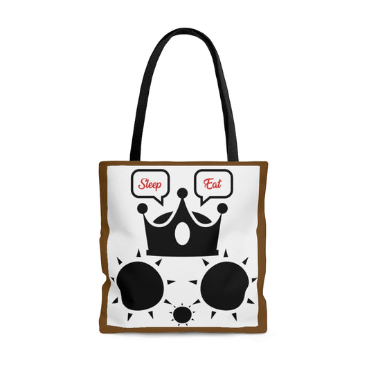 Cat Sleep Eat Tote Bag Brown