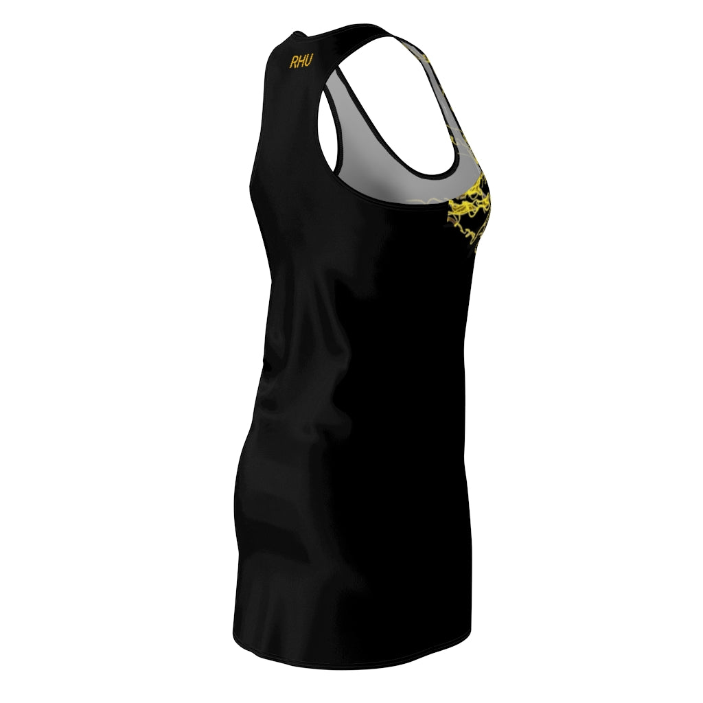 Gold Electric Lights Women's Cut & Sew Racerback Dress Black