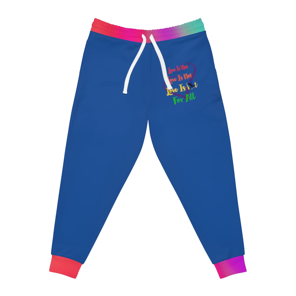 Human Rights LINFA Multi Pink Blue Purple Unisex Athletic Joggers (AOP) Blue