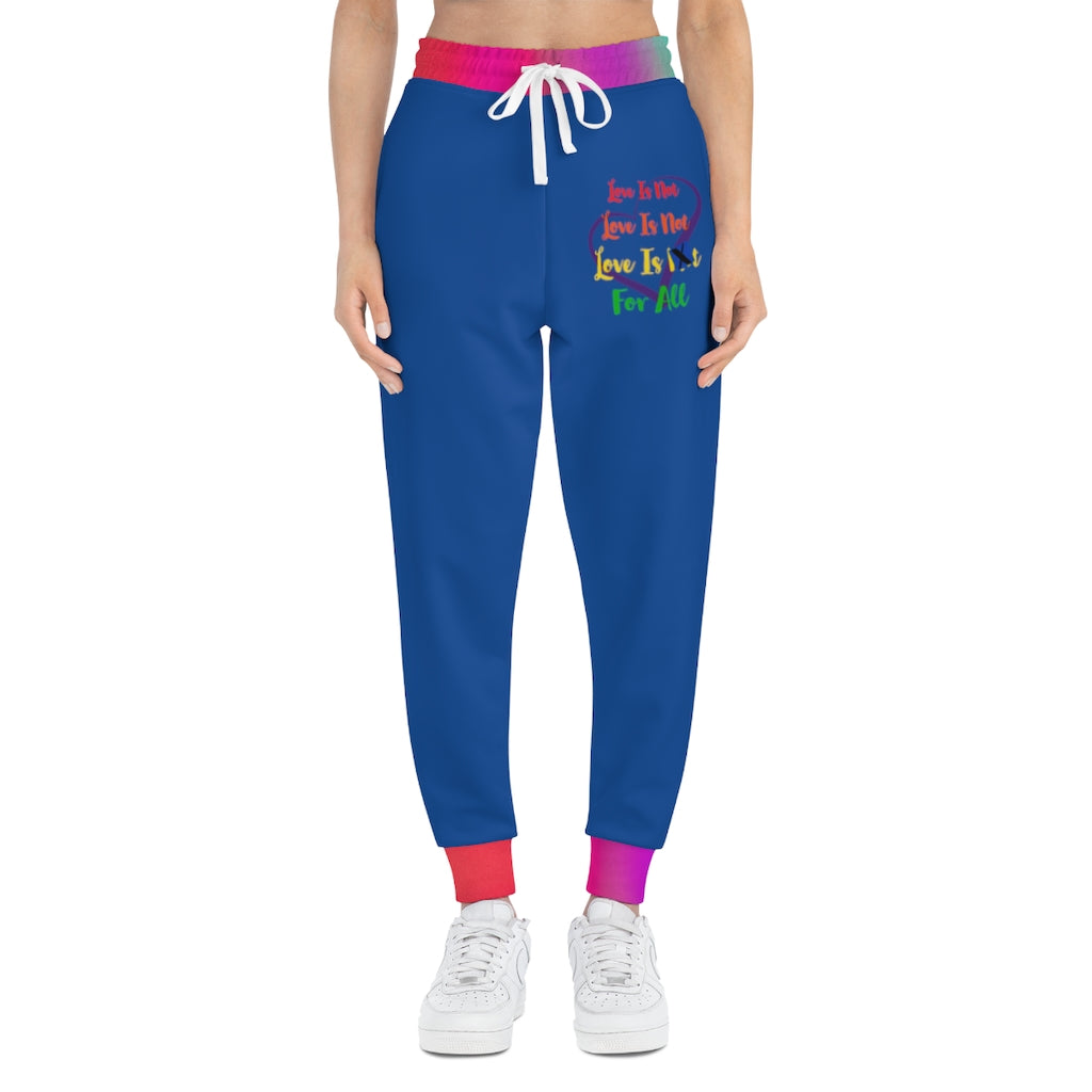 Human Rights LINFA Multi Pink Blue Purple Unisex Athletic Joggers (AOP) Blue