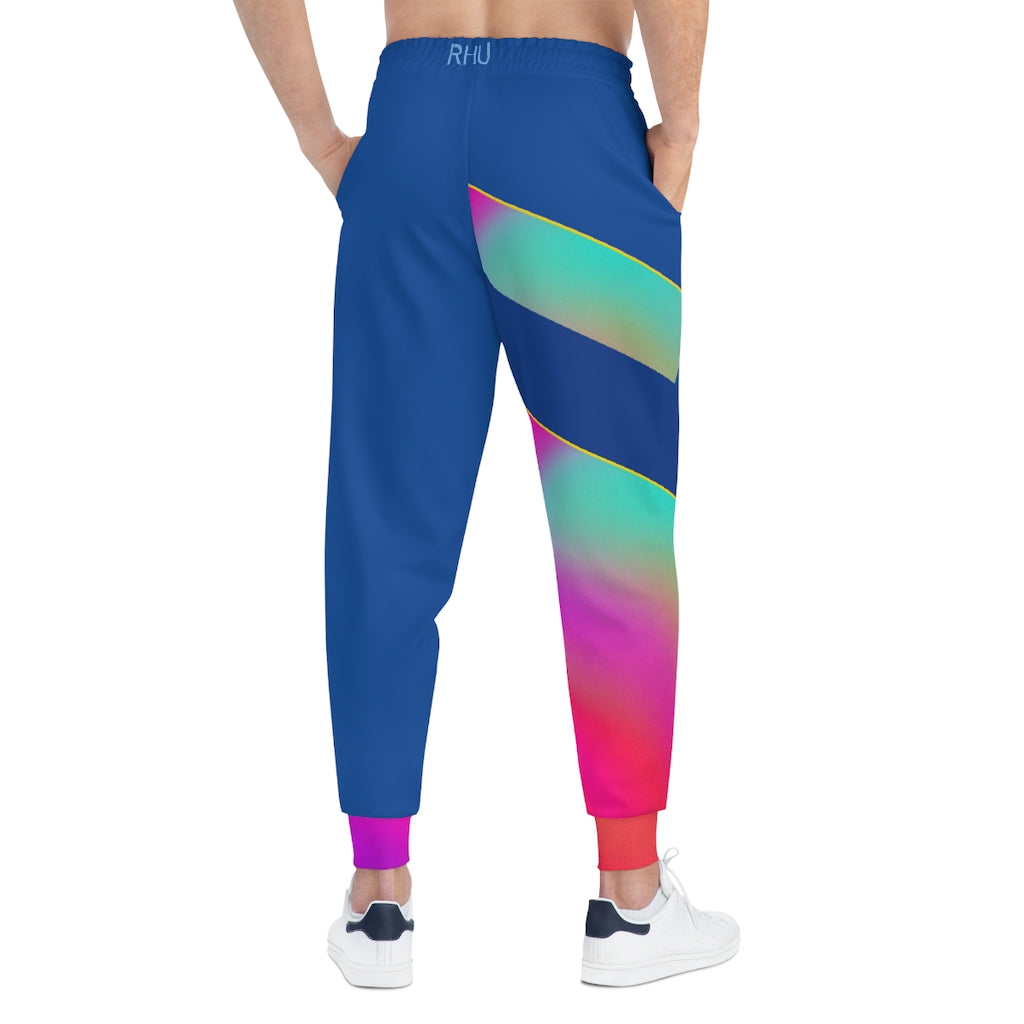 Human Rights LINFA Multi Pink Blue Purple Unisex Athletic Joggers (AOP) Blue