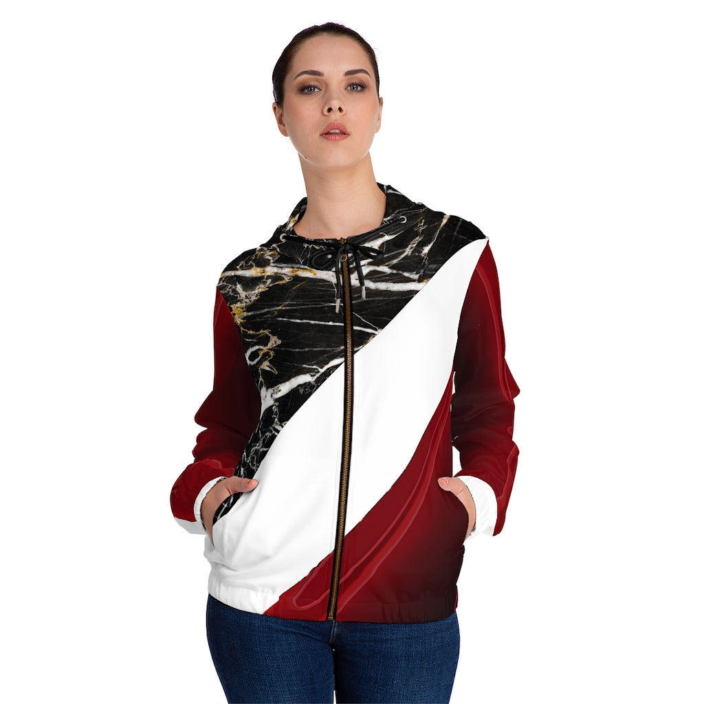 Women’s Full-Zip Hoodie White/Marble/Red