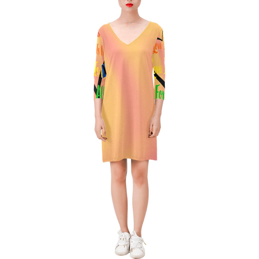 V Neck Dress Human Rights LINFA Sleeves (3 Colors)