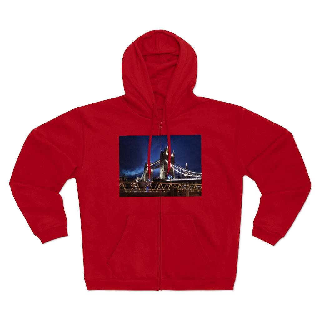 London Bridge by night Unisex Hooded Zip Sweatshirt