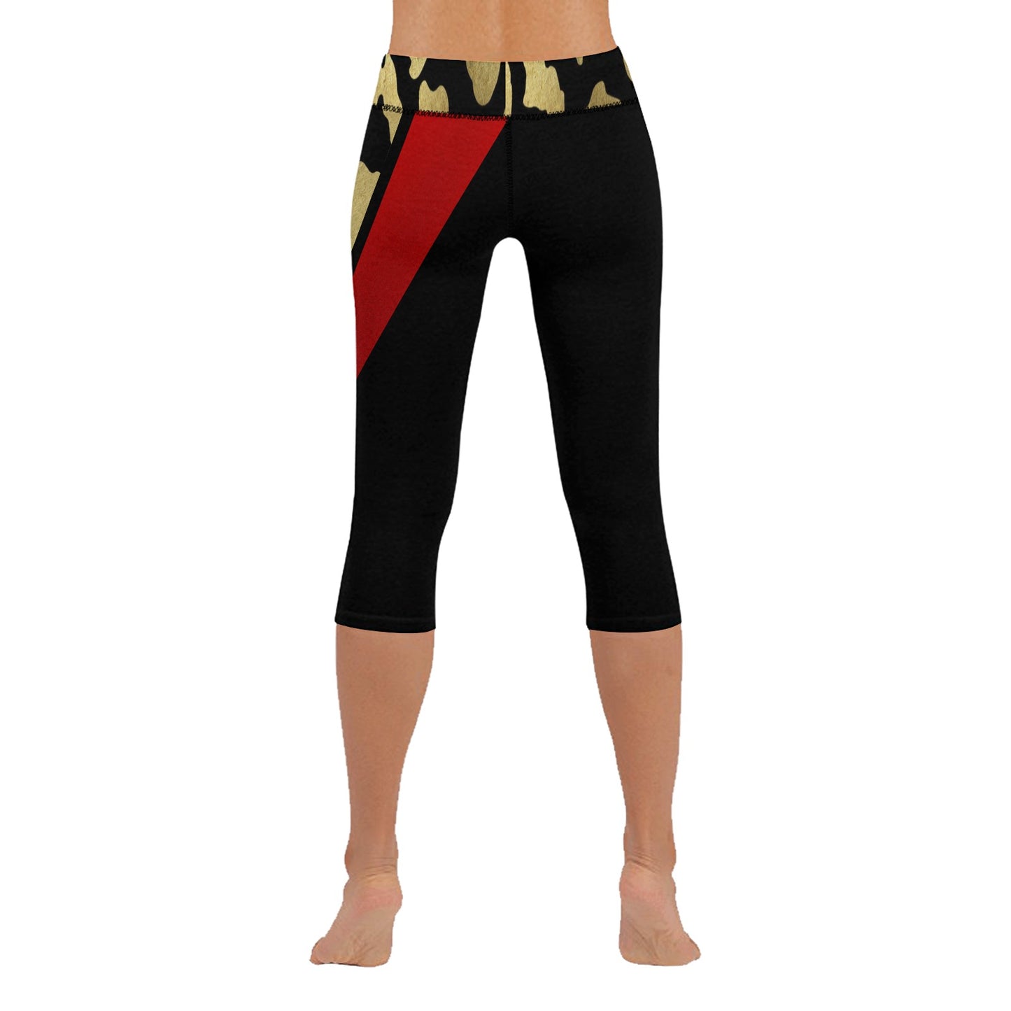 Leopard black red cropped leggings