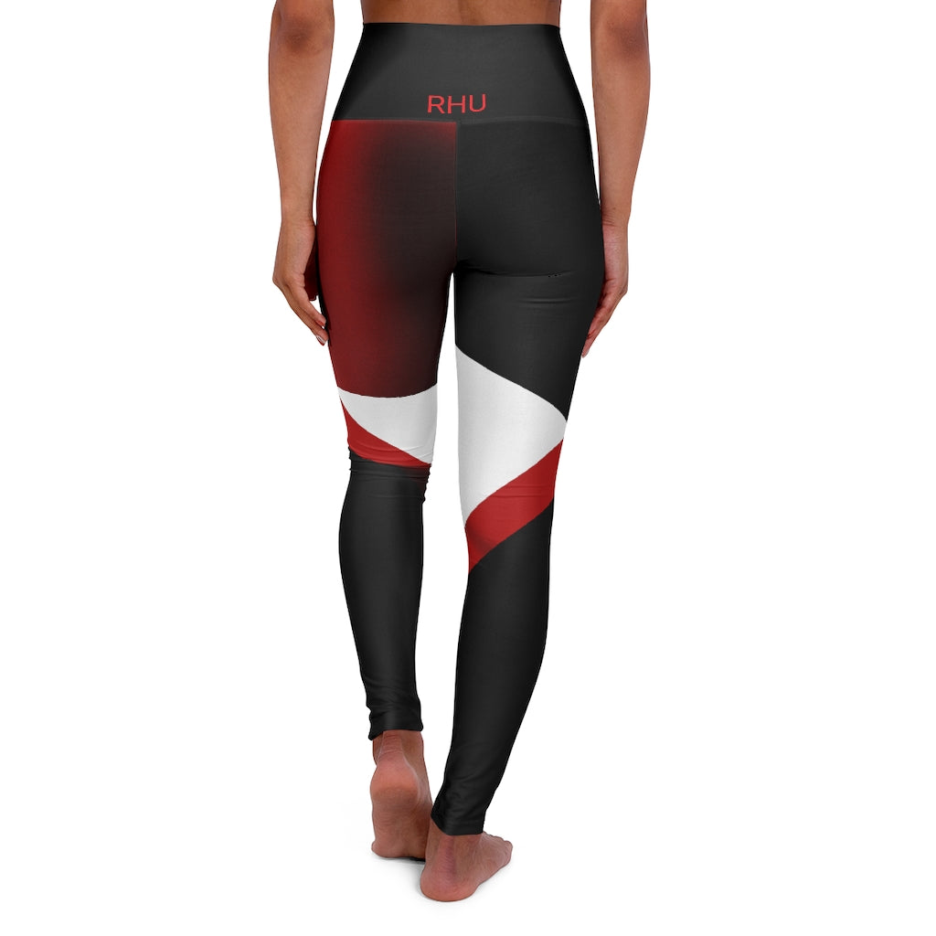 High Waisted Yoga Leggings Fading Red Black White RHU