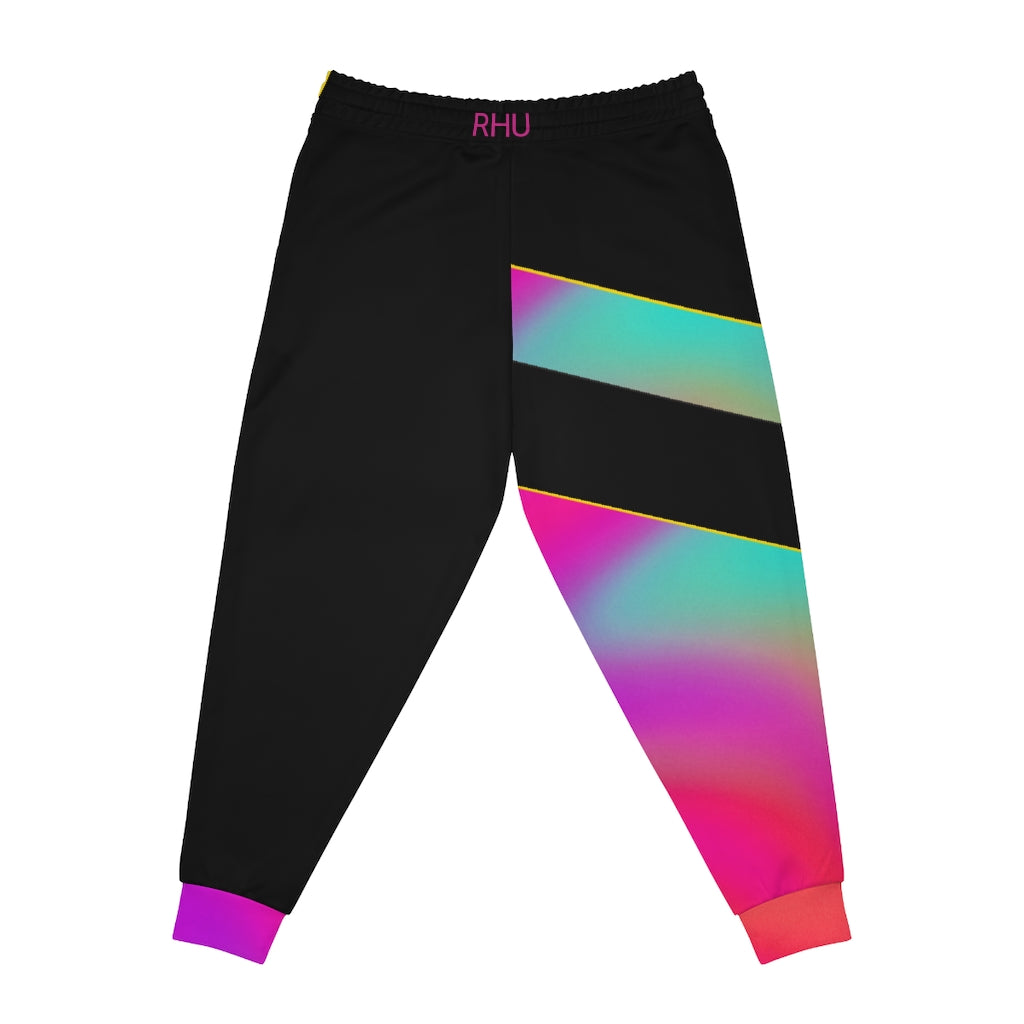 Human Rights LINFA Multi Pink Blue Purple Unisex Athletic Joggers (AOP) Black