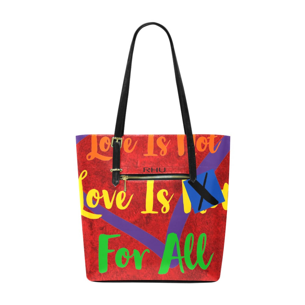 Cruelty Free PU Leather Tote Bag Human Rights Red Velvet Print Rainbow