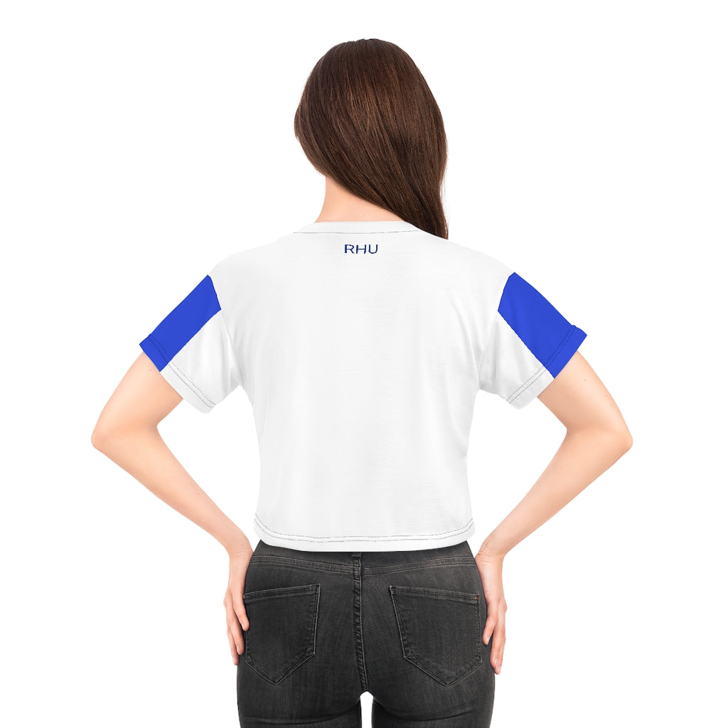 Human Rights LINFA AOP Crop Tee White Blue Sleeves