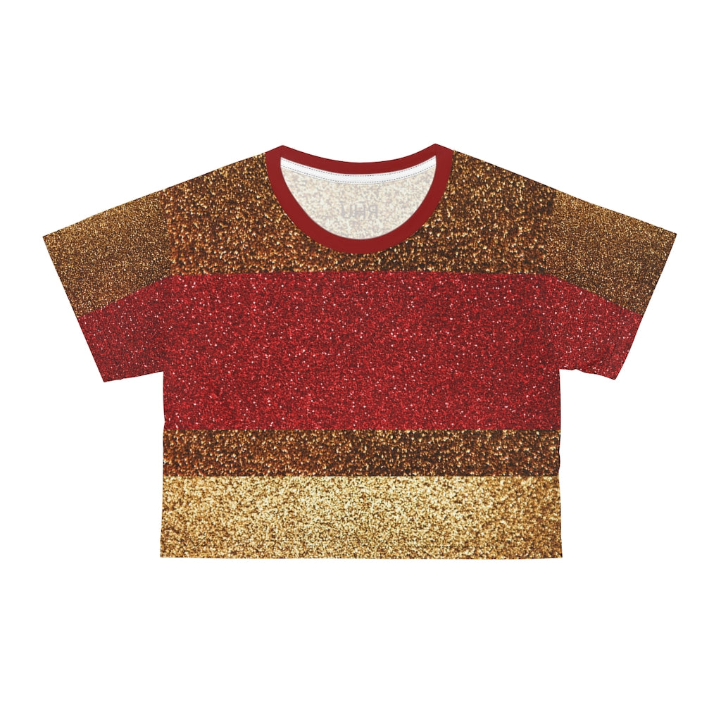 I'm Festive AOP Crop Tee Red Gold