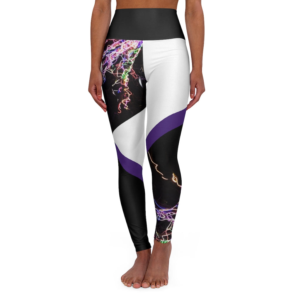 Electric Lights Est High Waisted Yoga Leggings White RHU