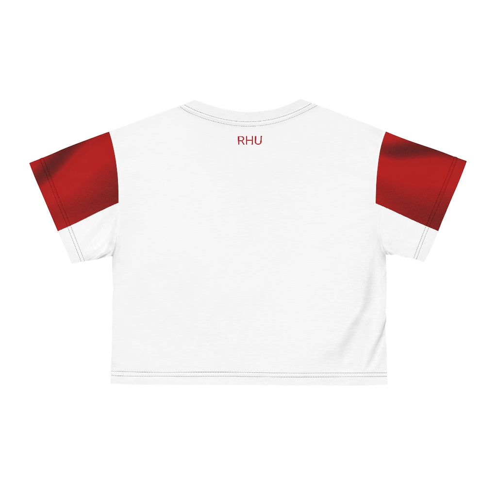 Human Rights LINFA AOP Crop Tee White DuoTone Red Half Sleeves