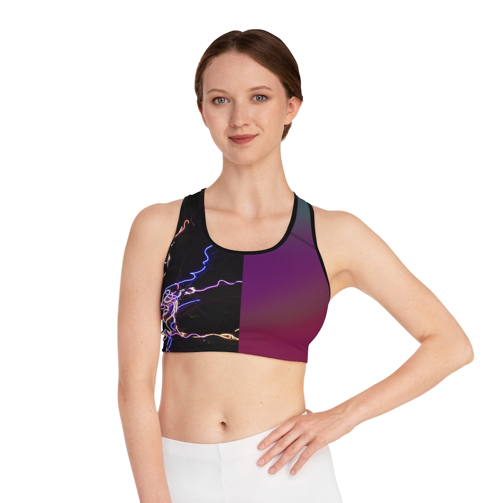 Electric Lights Color Fading  Sports Bra