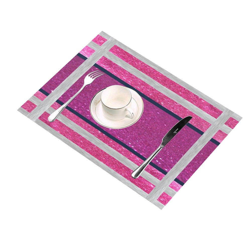 I'm Festive Purple Pink Silver Glitters Placemats (Set Of 2)