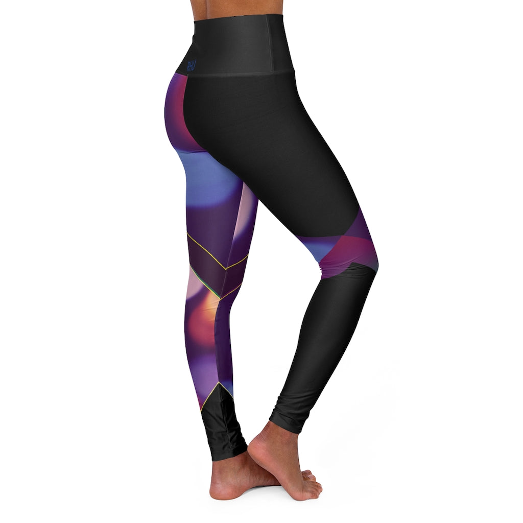 High Waisted Yoga Leggings Fading Bubbles Black RHU