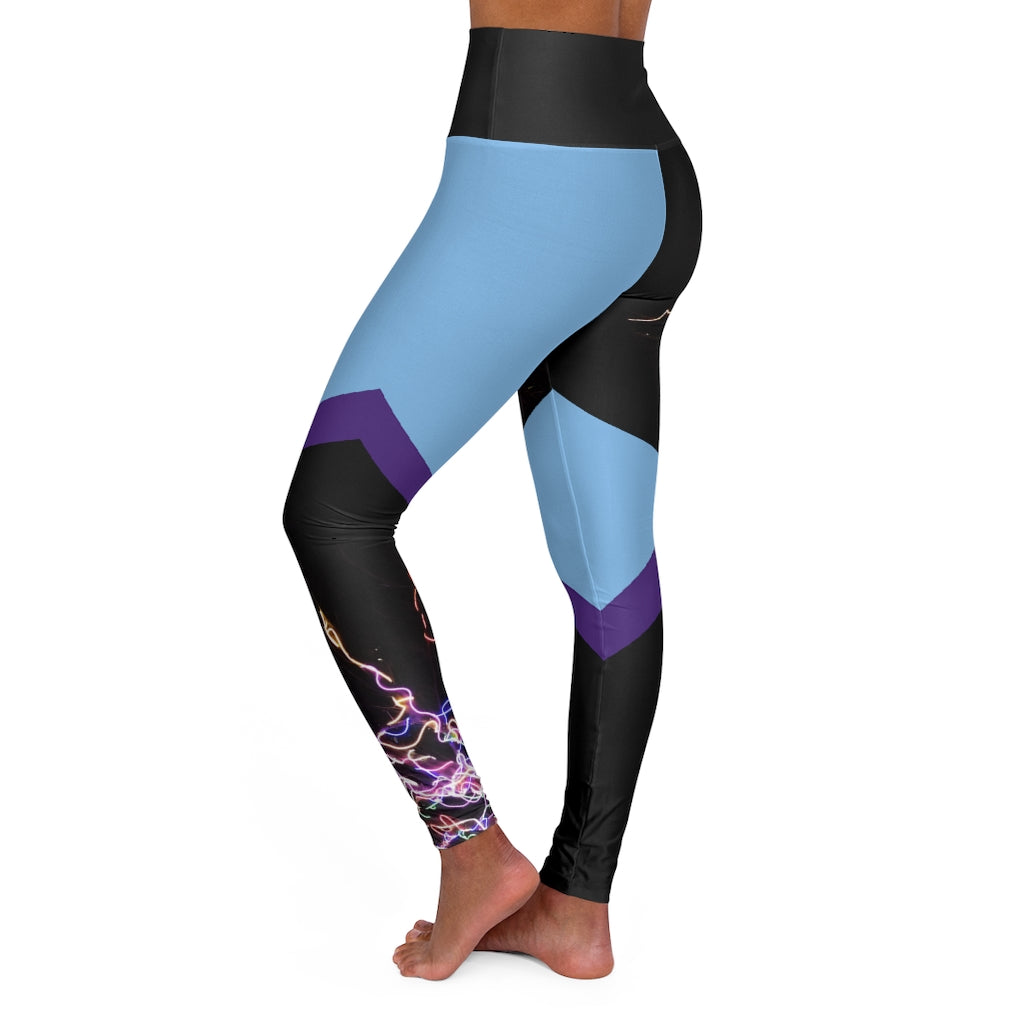 Electric Lights Est High Waisted Yoga Leggings Light Blue