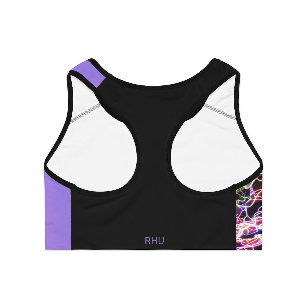 Electric Lights Color Fading  Sports Bra (AOP) Lilac