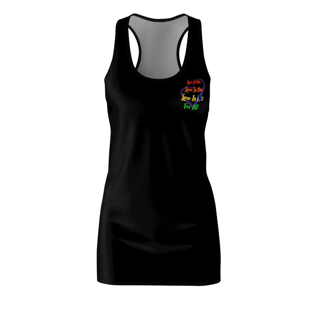 Human Rights LINFA Women's Cut & Sew Racerback Black Rainbow Small Print Front/Big Print Back