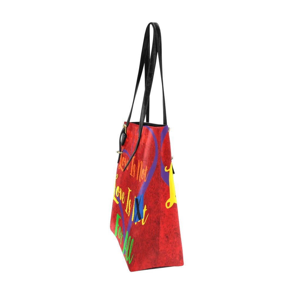 Cruelty Free PU Leather Tote Bag Human Rights Red Velvet Print Rainbow