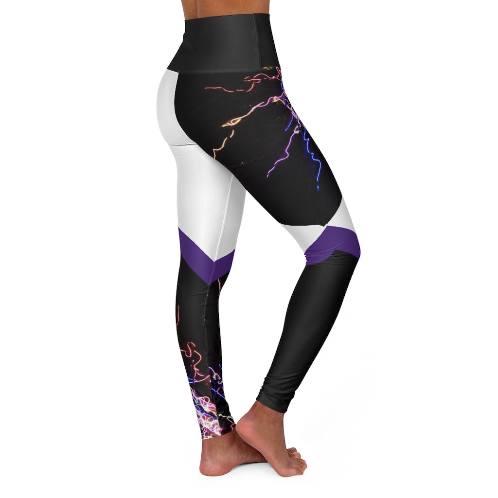 Electric Lights Est High Waisted Yoga Leggings White