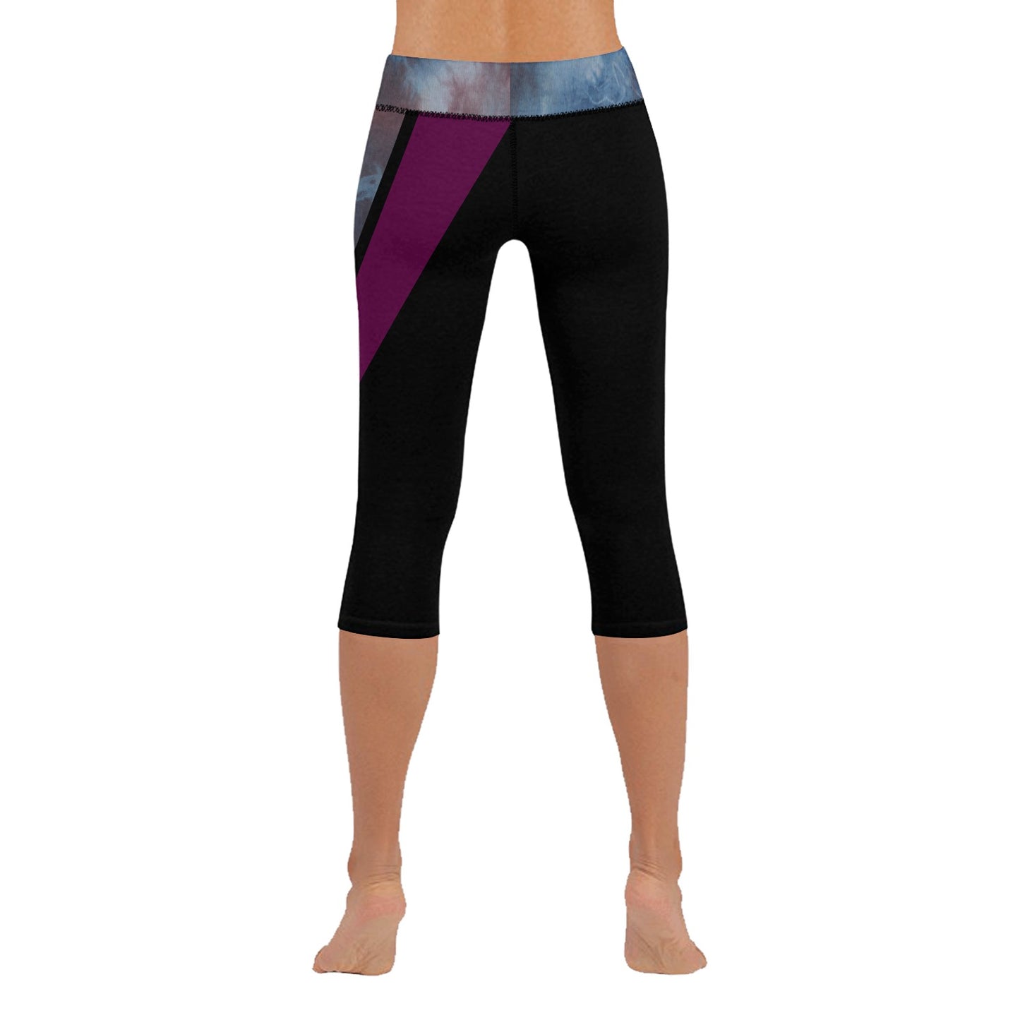 Cropped Leggings Black, Purple, Fantasy