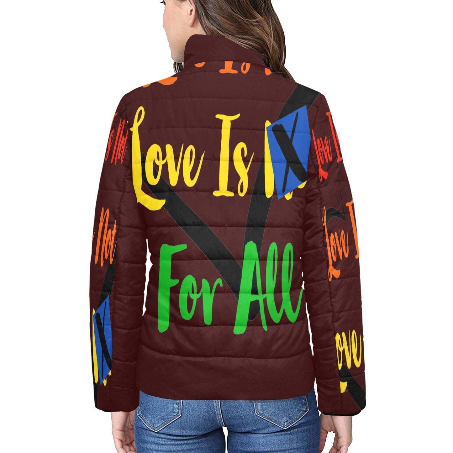 Human Rights Padded Bomber Jacket Chocolate