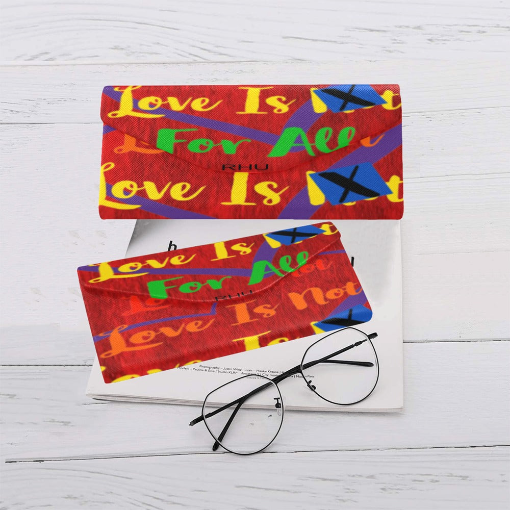 Human Rights Red Velvet Print Pu Leather Glasses Case