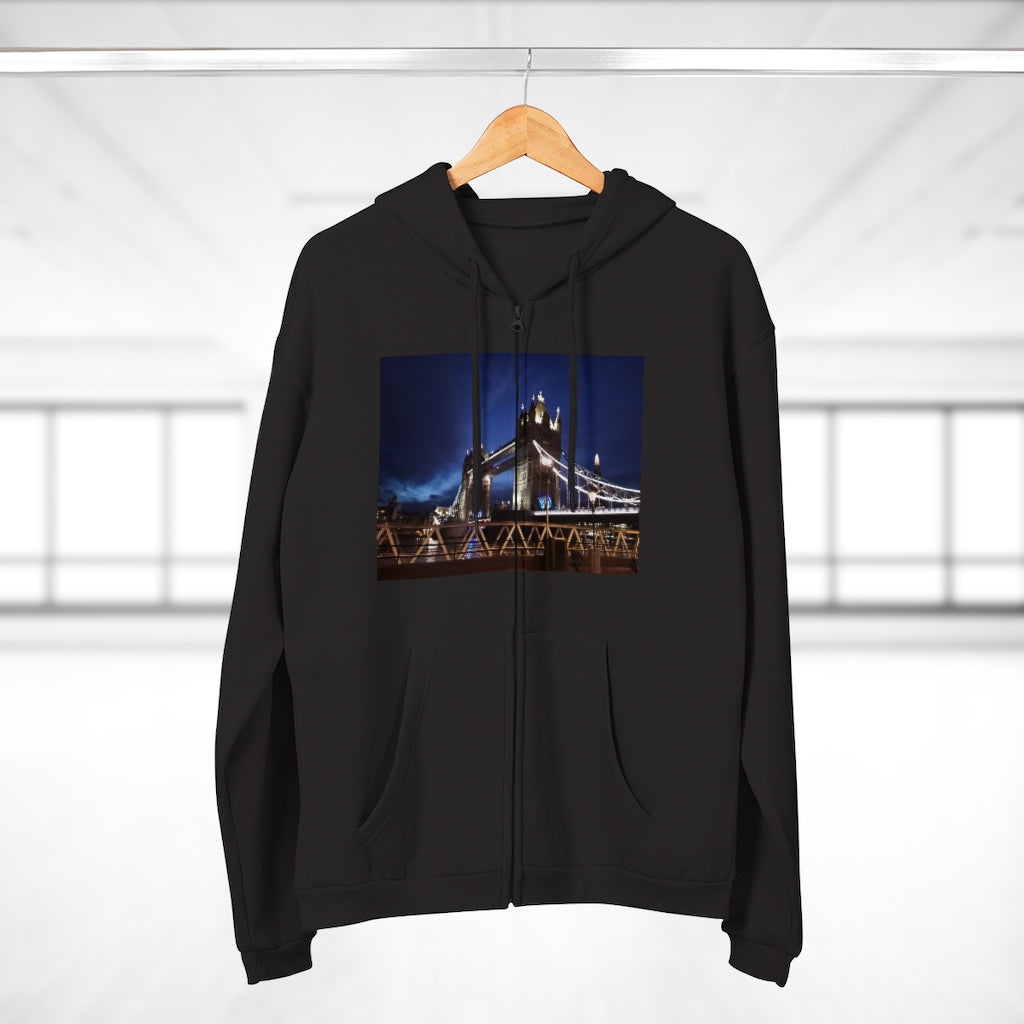 London Bridge by night Unisex Hooded Zip Sweatshirt