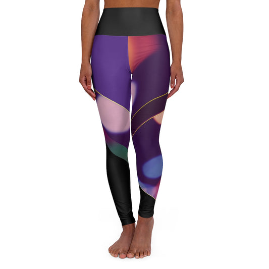 High Waisted Yoga Leggings Fading Bubbles Purple RHU