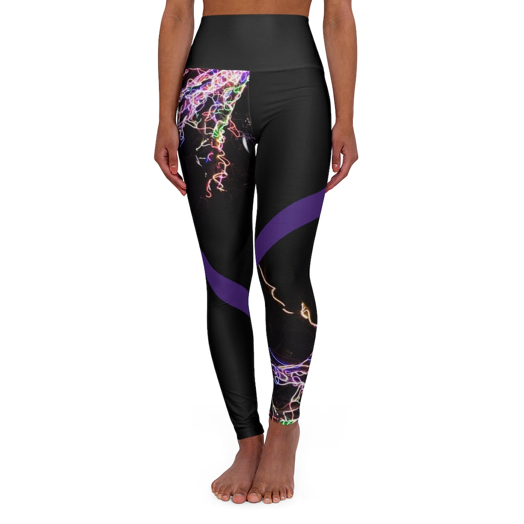 Electric Lights Est High Waisted Yoga Leggings Black