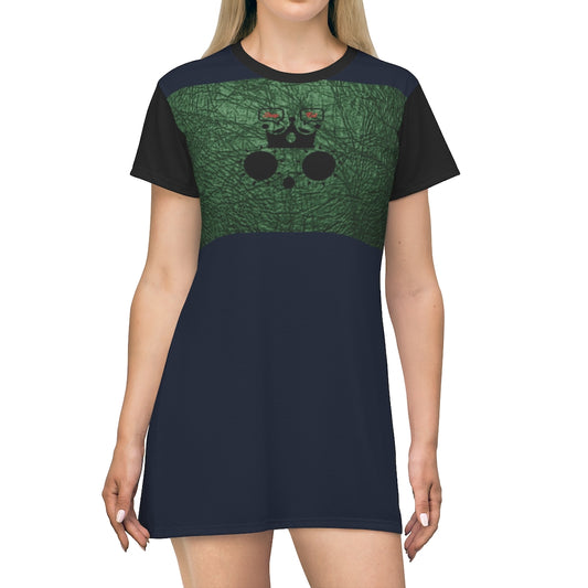 Cat Sleep Eat Green Black T-shirt Dress