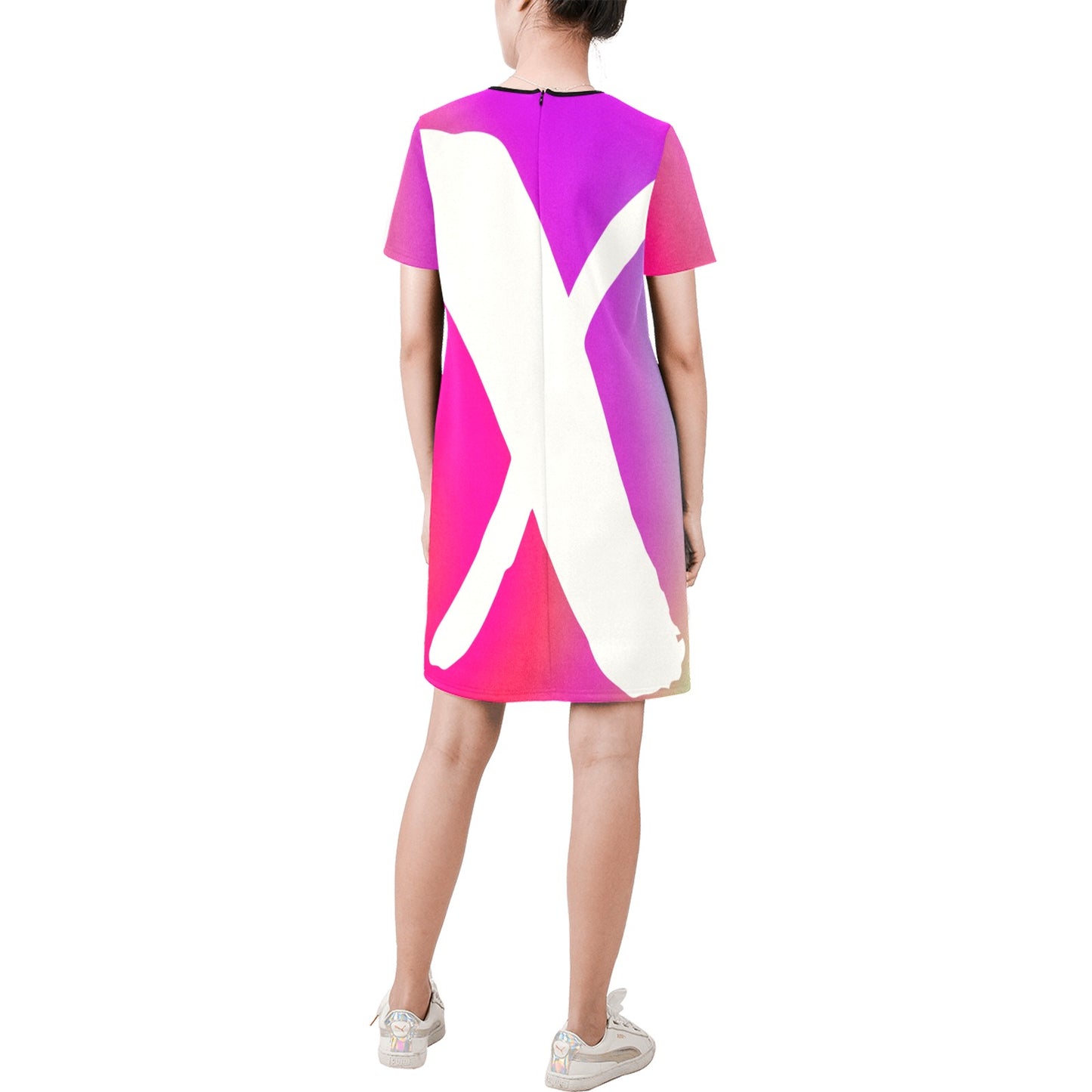 Pink/Black X back A-Line dress