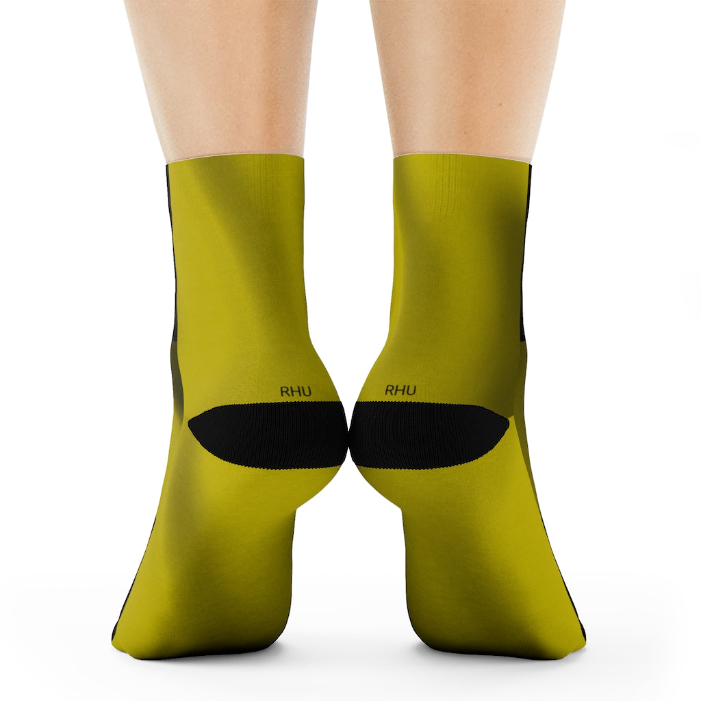 Black Yellow Duo Tone X Black Crew Socks